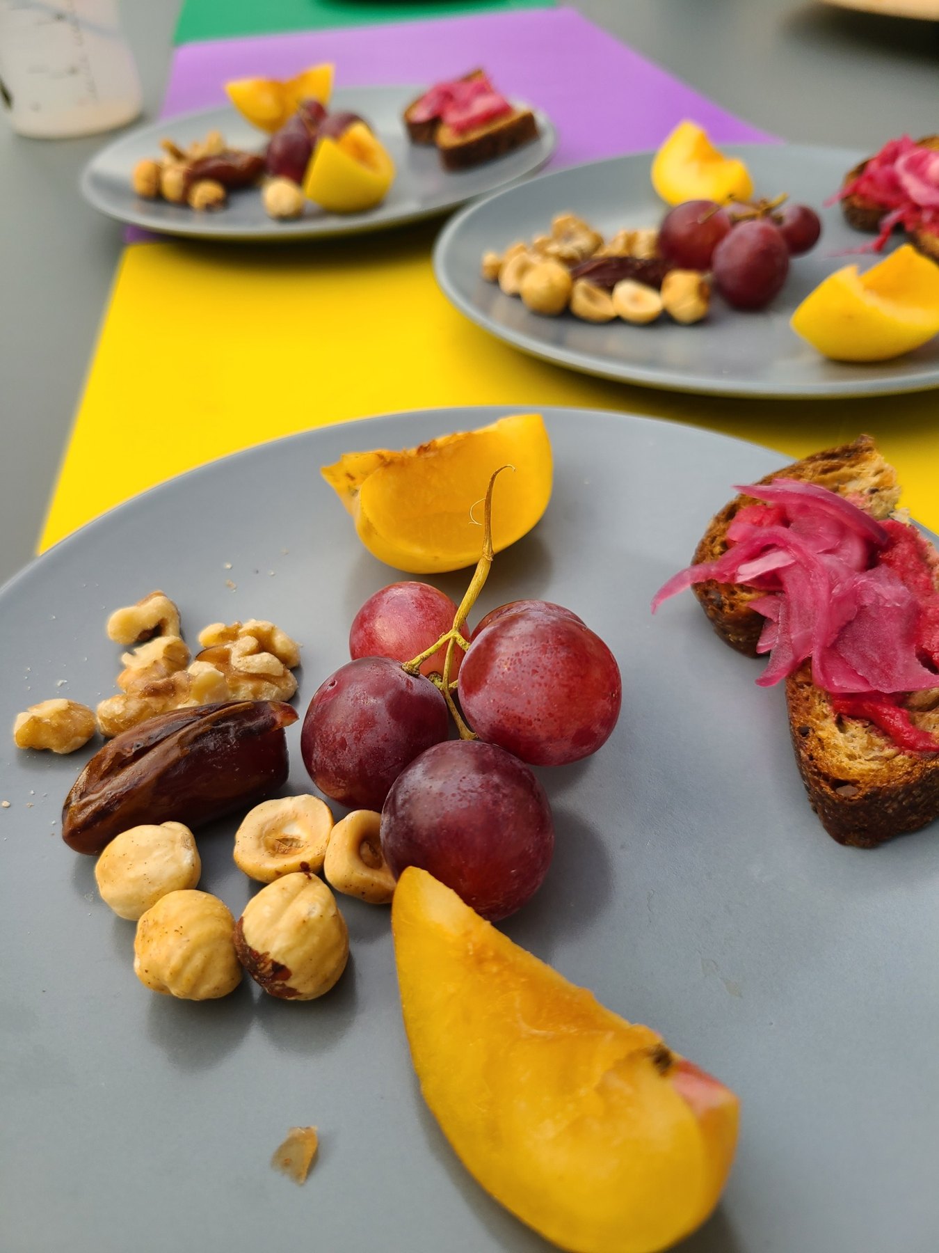 Fresh fruit, nuts and toast prepared for retreat guests
